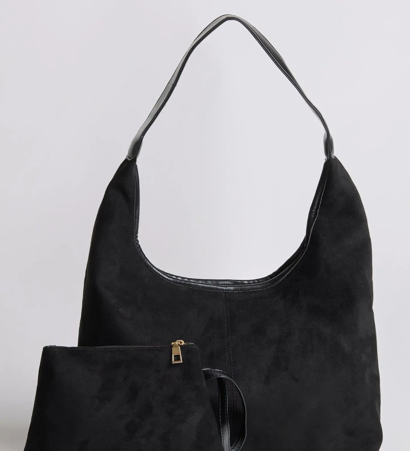 Evie | Minimal Vegan Suede Hobo Bag – Timeless & Chic - in Black | Arvea Bags