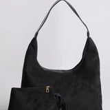 Evie | Minimal Vegan Suede Hobo Bag – Timeless & Chic - in Black | Arvea Bags