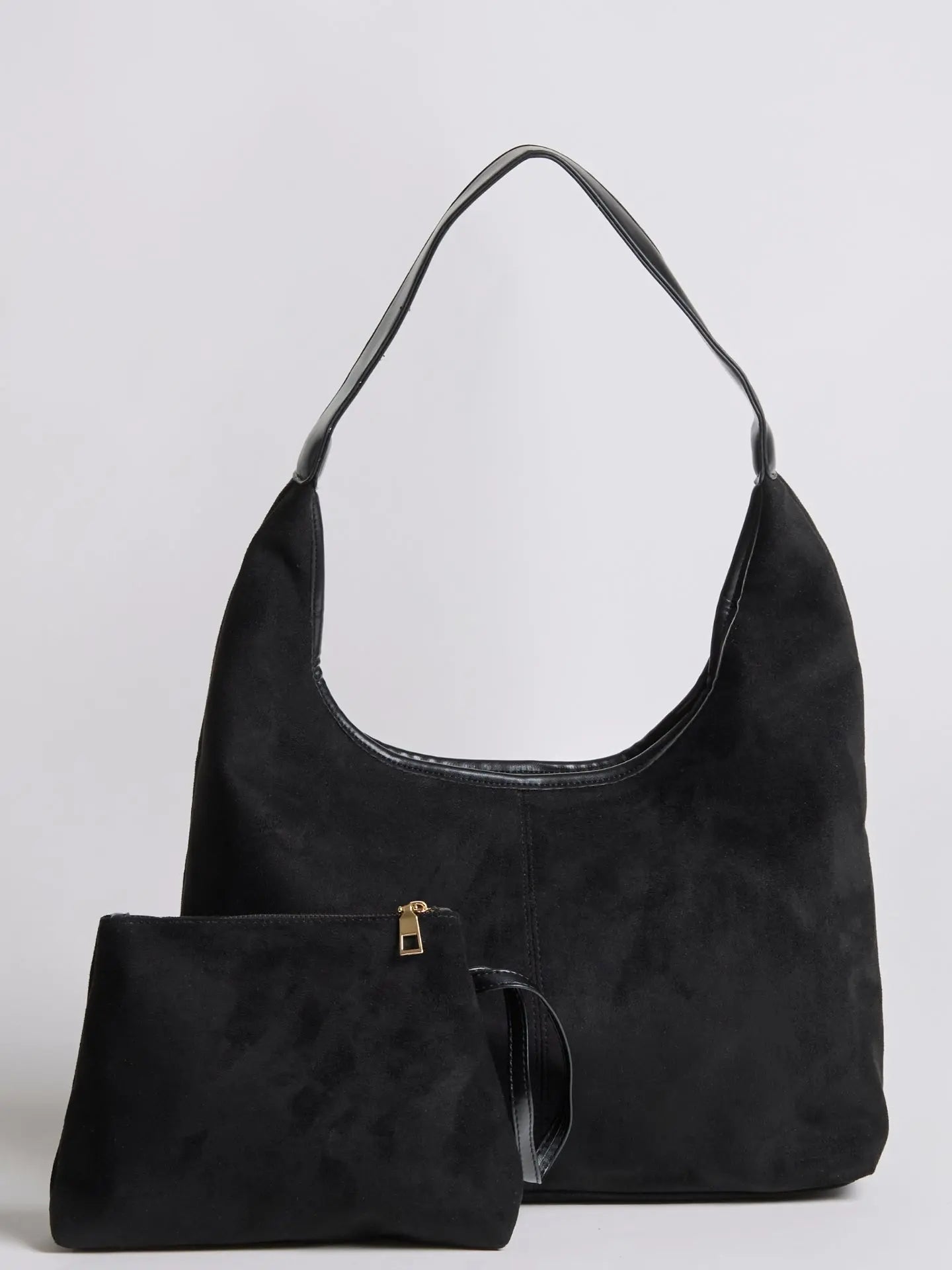 Evie | Minimal Vegan Suede Hobo Bag – Timeless & Chic - in Black | Arvea Bags