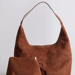 Evie | Minimal Vegan Suede Hobo Bag – Timeless & Chic - in Coffee | Arvea Bags