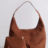 Evie | Minimal Vegan Suede Hobo Bag – Timeless & Chic - in Coffee | Arvea Bags