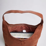 Evie | Minimal Vegan Suede Hobo Bag – Timeless & Chic - in Coffee | Arvea Bags