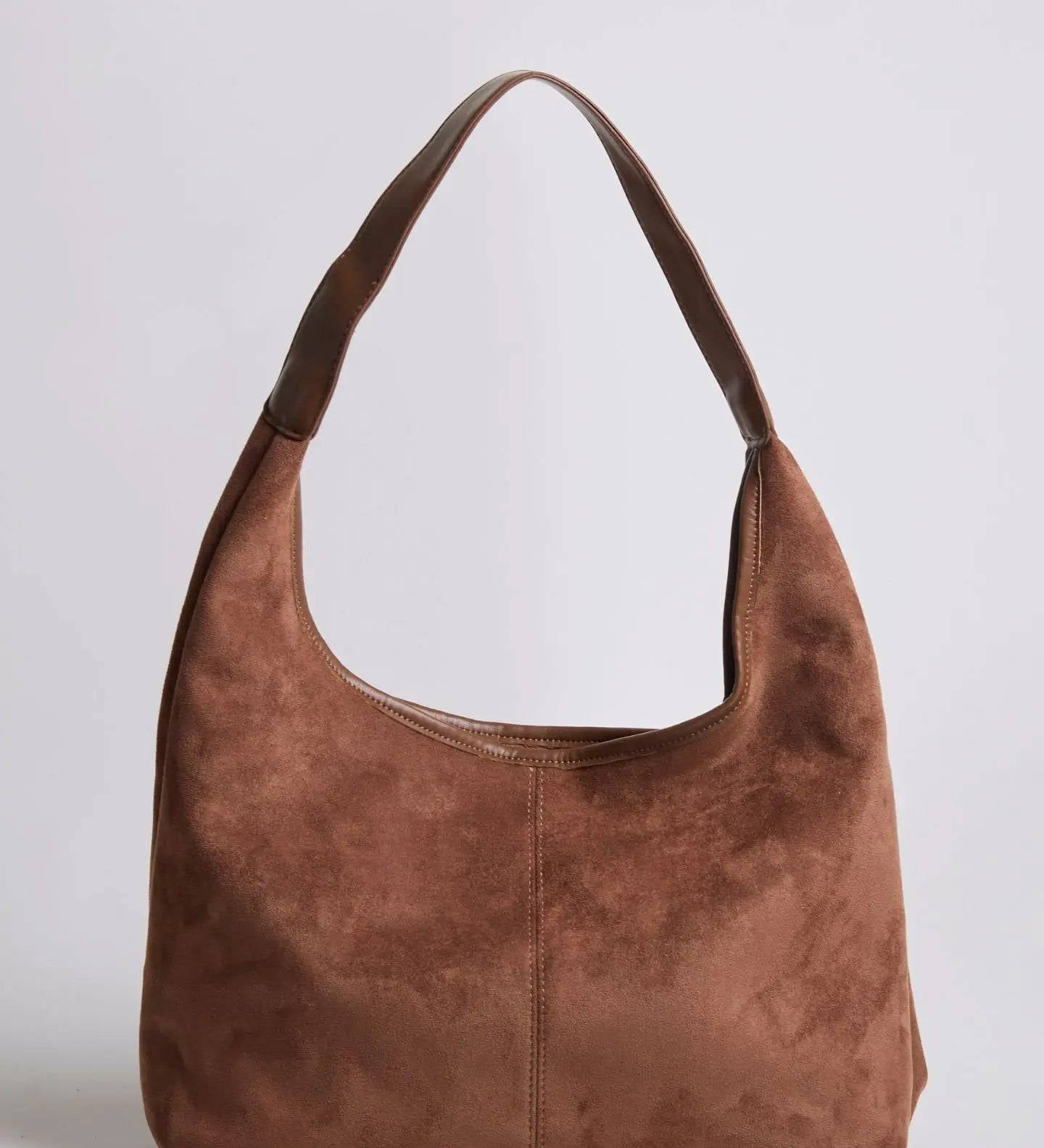 Evie | Minimal Vegan Suede Hobo Bag – Timeless & Chic - in Coffee | Arvea Bags