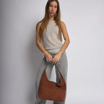 Evie | Minimal Vegan Suede Hobo Bag – Timeless & Chic - in Coffee | Arvea Bags