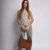 Evie | Minimal Vegan Suede Hobo Bag – Timeless & Chic - in Coffee | Arvea Bags