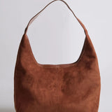 Evie | Minimal Vegan Suede Hobo Bag – Timeless & Chic - in Coffee | Arvea Bags