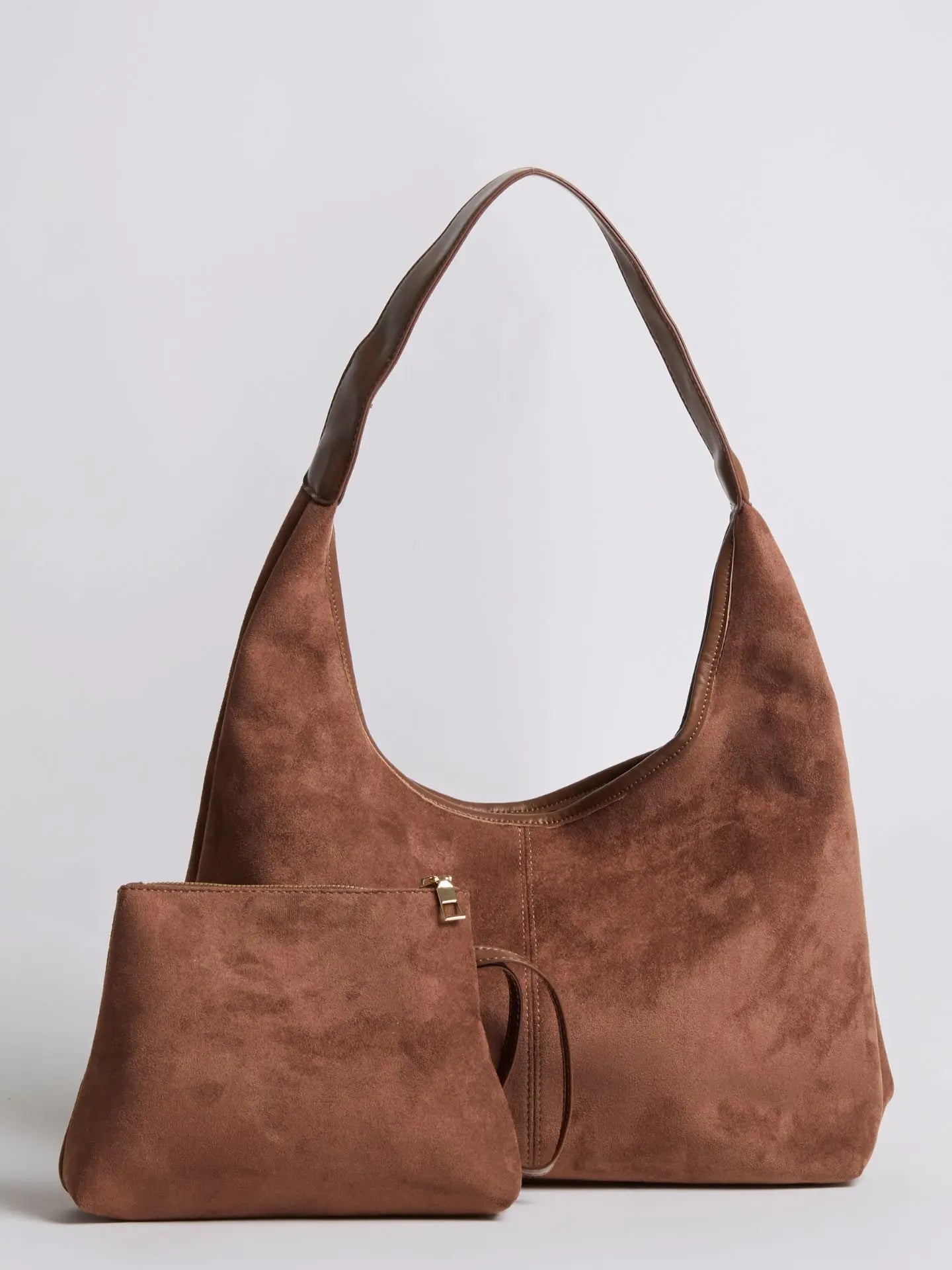 Evie | Minimal Vegan Suede Hobo Bag – Timeless & Chic - in Coffee | Arvea Bags