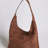 Evie | Minimal Vegan Suede Hobo Bag – Timeless & Chic - in Coffee | Arvea Bags