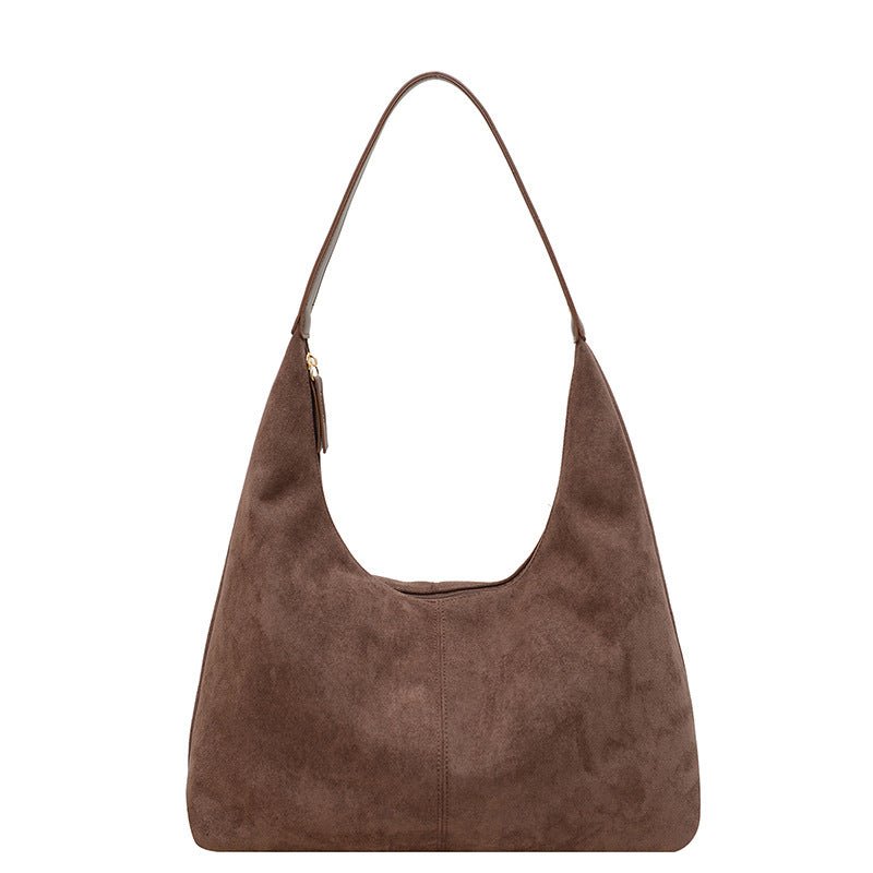 Evie | Minimal Vegan Suede Hobo Bag – Timeless & Chic - in Dark Brown | Arvea Bags
