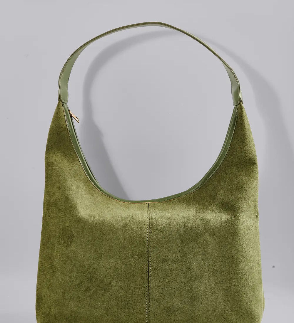 Evie | Minimal Vegan Suede Hobo Bag – Timeless & Chic - in Olive | Arvea Bags