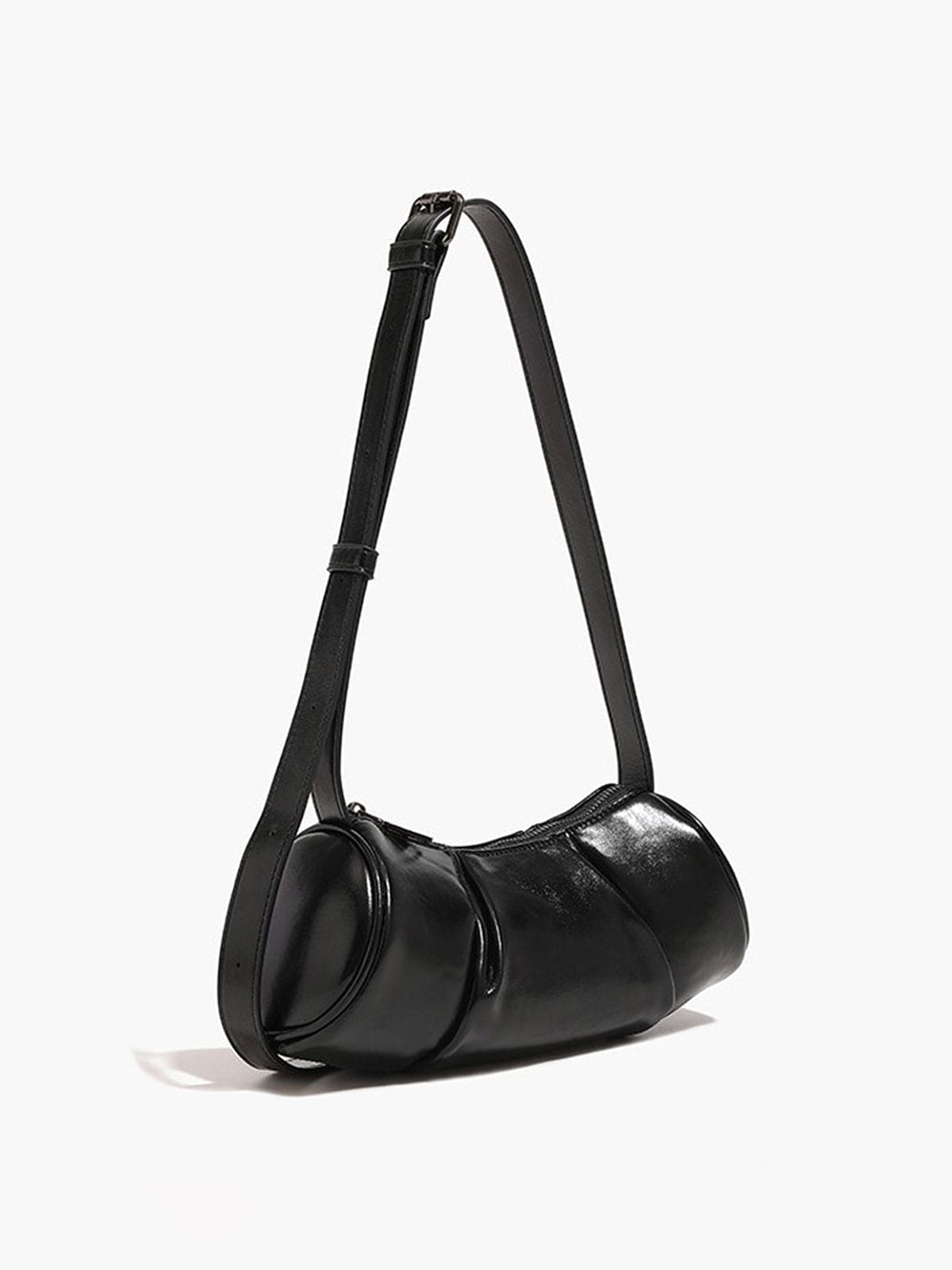 Evie | Pleated Leather Shoulder Bag – Chic & Timeless - in Black | Arvea Bags