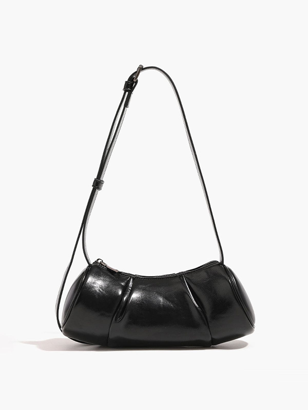 Evie | Pleated Leather Shoulder Bag – Chic & Timeless - in Black | Arvea Bags