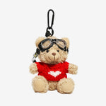 Faelora | Aviator Teddy Plush Bag Charm – Adventurous, Cute & Stylish - in Red | Arvea Bags