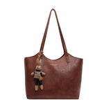 Fashion Shopper Handbag with Rabbit Charm – Elegant & Practical - in Brown | Arvea Bags