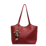 Fashion Shopper Handbag with Rabbit Charm – Elegant & Practical - in Red | Arvea Bags