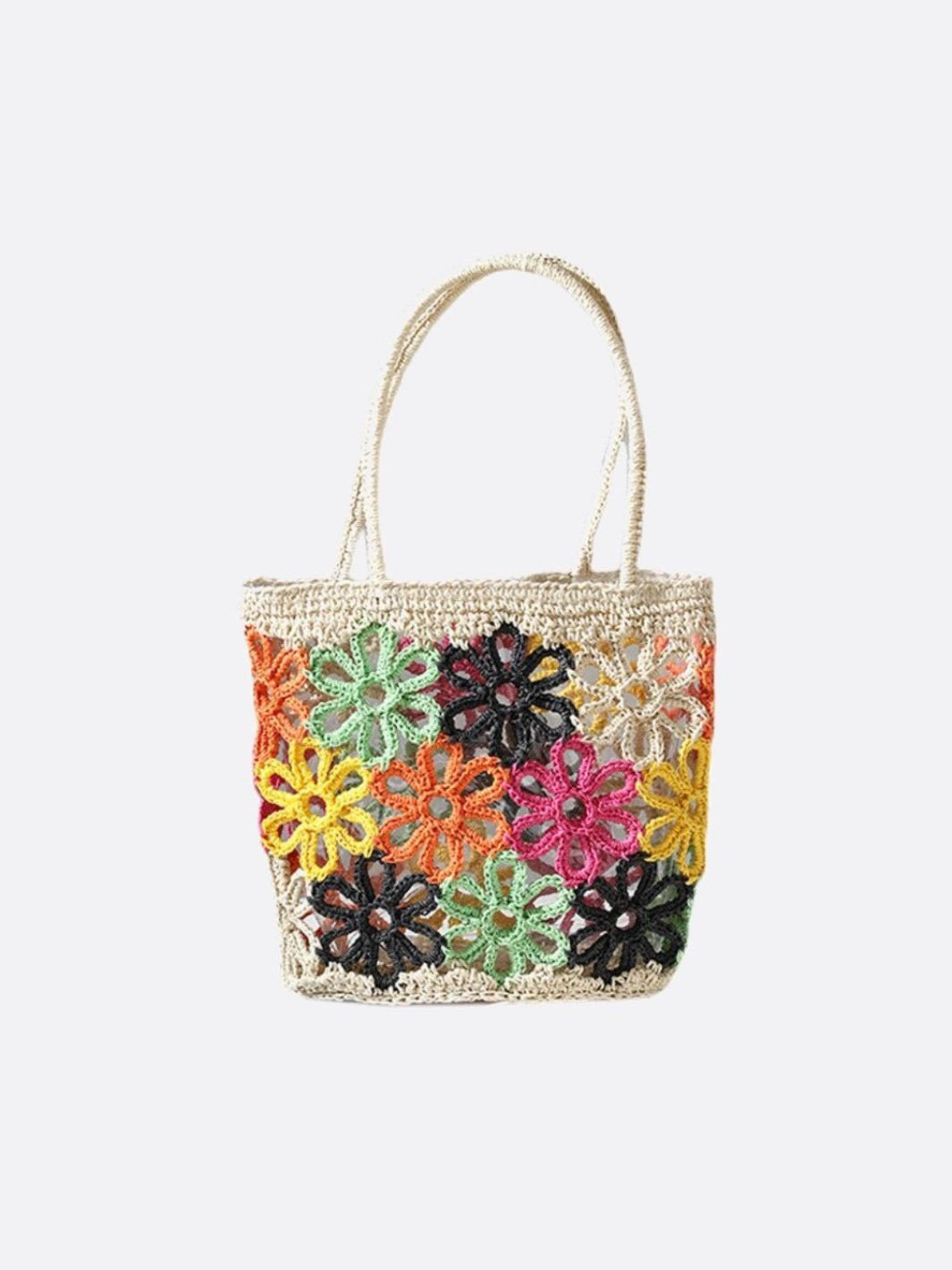 Floral Crochet Woven Tote Bag – Handmade - Style Summer Shoulder Bag - in | Arvea Bags