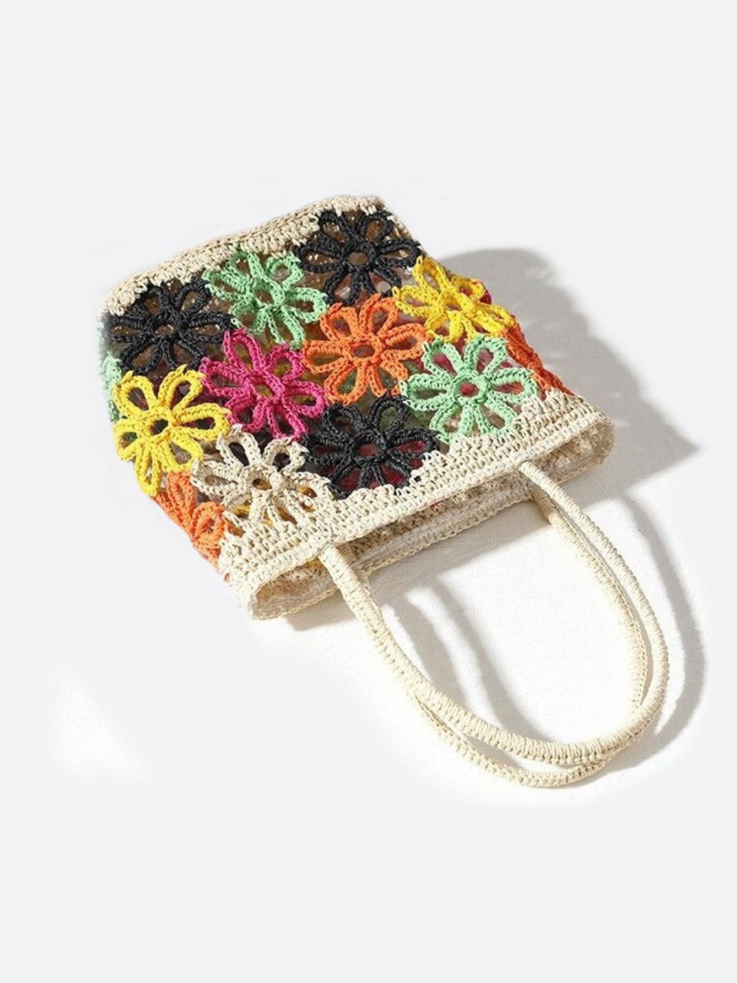 Floral Crochet Woven Tote Bag – Handmade - Style Summer Shoulder Bag - in | Arvea Bags