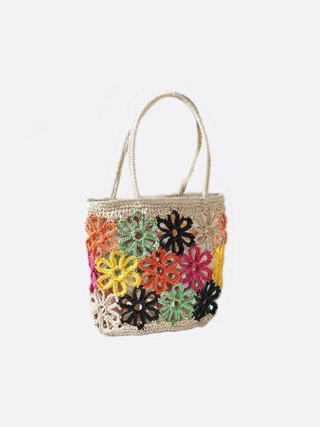 Floral Crochet Woven Tote Bag – Handmade - Style Summer Shoulder Bag - in | Arvea Bags