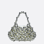 Floral Metal Frame Evening Bag – Sculptural Silver Mini Handbag - in Silver | Arvea Bags
