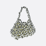 Floral Metal Frame Evening Bag – Sculptural Silver Mini Handbag - in Silver | Arvea Bags