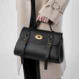 Florence | Black Braided Handle Satchel – Timeless & Elegant - in Black | Arvea Bags