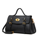 Florence | Black Braided Handle Satchel – Timeless & Elegant - in Black | Arvea Bags
