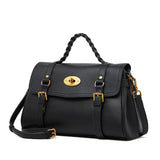 Florence | Black Braided Handle Satchel – Timeless & Elegant - in Black | Arvea Bags