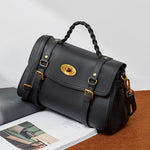 Florence | Black Braided Handle Satchel – Timeless & Elegant - in Black | Arvea Bags