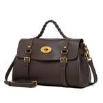 Florence | Black Braided Handle Satchel – Timeless & Elegant - in Brown | Arvea Bags