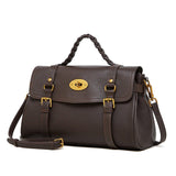Florence | Black Braided Handle Satchel – Timeless & Elegant - in Brown | Arvea Bags