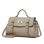 Florence | Black Braided Handle Satchel – Timeless & Elegant - in Khaki | Arvea Bags