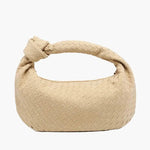 Florence Woven Suede Handbag – Designer - Inspired Bag with Knotted Handle - in Beige | Arvea Bags