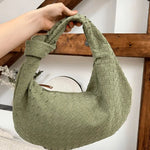 Florence Woven Suede Handbag – Designer - Inspired Bag with Knotted Handle - in Coffee | Arvea Bags