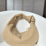 Florence Woven Suede Handbag – Designer - Inspired Bag with Knotted Handle - in Coffee | Arvea Bags