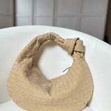 Florence Woven Suede Handbag – Designer - Inspired Bag with Knotted Handle - in Coffee | Arvea Bags