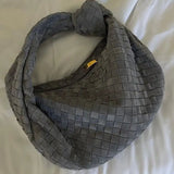 Florence Woven Suede Handbag – Designer - Inspired Bag with Knotted Handle - in Coffee | Arvea Bags