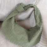 Florence Woven Suede Handbag – Designer - Inspired Bag with Knotted Handle - in Coffee | Arvea Bags