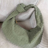 Florence Woven Suede Handbag – Designer - Inspired Bag with Knotted Handle - in Coffee | Arvea Bags