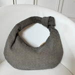 Florence Woven Suede Handbag – Designer - Inspired Bag with Knotted Handle - in Coffee | Arvea Bags