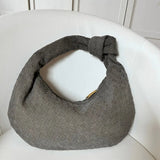 Florence Woven Suede Handbag – Designer - Inspired Bag with Knotted Handle - in Coffee | Arvea Bags