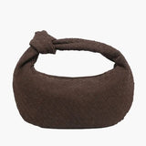 Florence Woven Suede Handbag – Designer - Inspired Bag with Knotted Handle - in Coffee | Arvea Bags