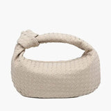 Florence Woven Suede Handbag – Designer - Inspired Bag with Knotted Handle - in Cream | Arvea Bags