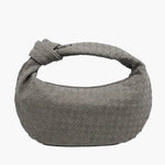 Florence Woven Suede Handbag – Designer - Inspired Bag with Knotted Handle - in Grey | Arvea Bags