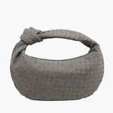 Florence Woven Suede Handbag – Designer - Inspired Bag with Knotted Handle - in Grey | Arvea Bags