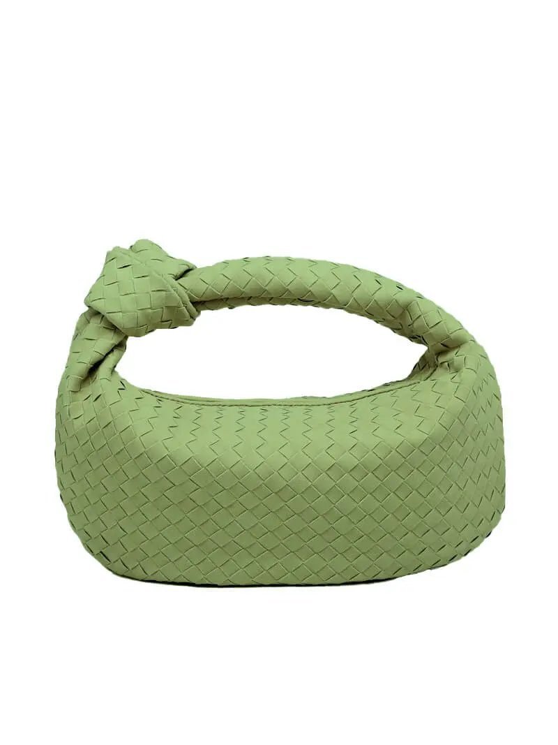 Florence Woven Suede Handbag – Designer - Inspired Bag with Knotted Handle - in Olive | Arvea Bags