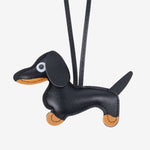 Gaelith | Dachshund Leather Bag Charm – Cute & Stylish Accessory - in Black | Arvea Bags