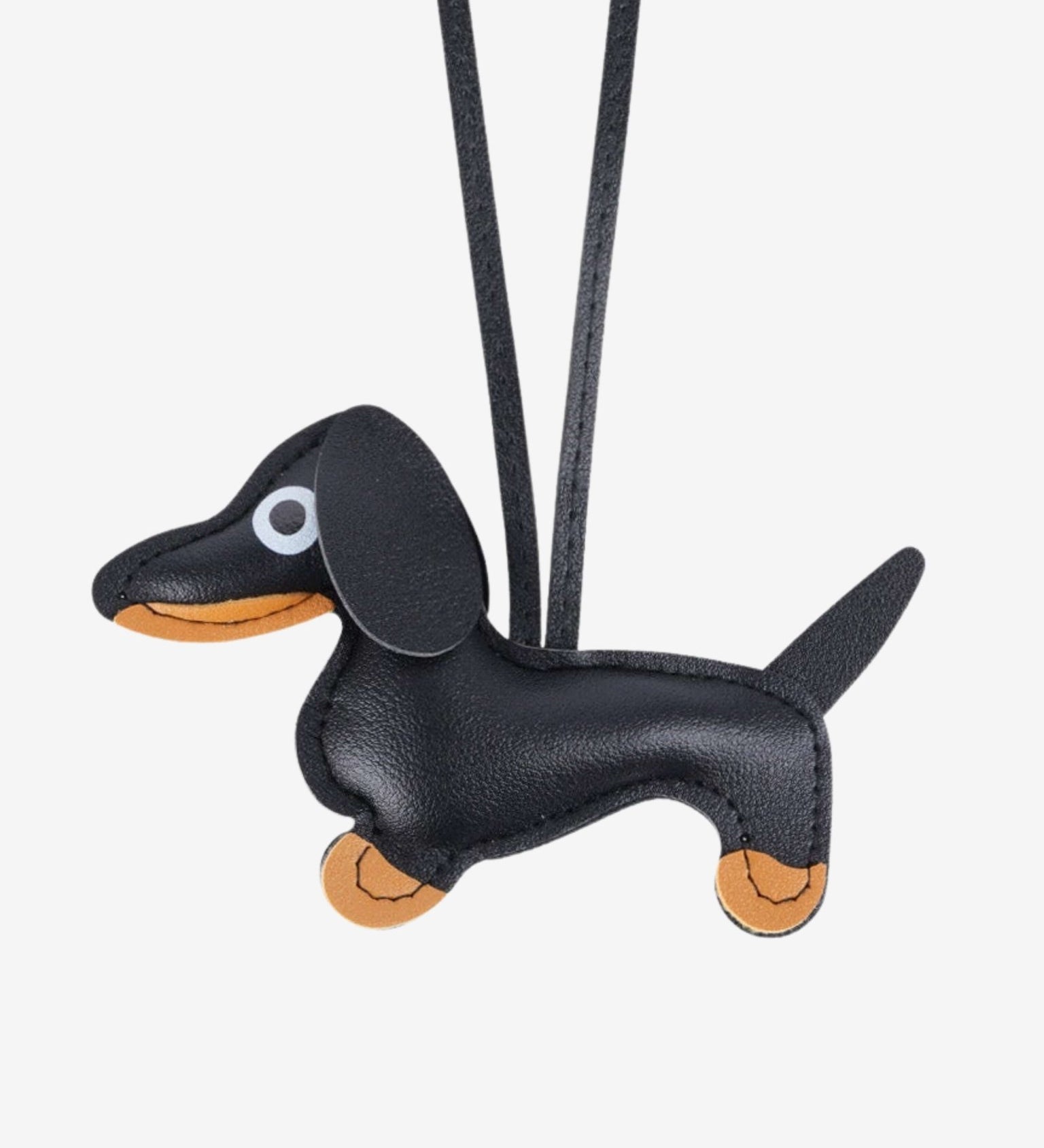 Gaelith | Dachshund Leather Bag Charm – Cute & Stylish Accessory - in Black | Arvea Bags