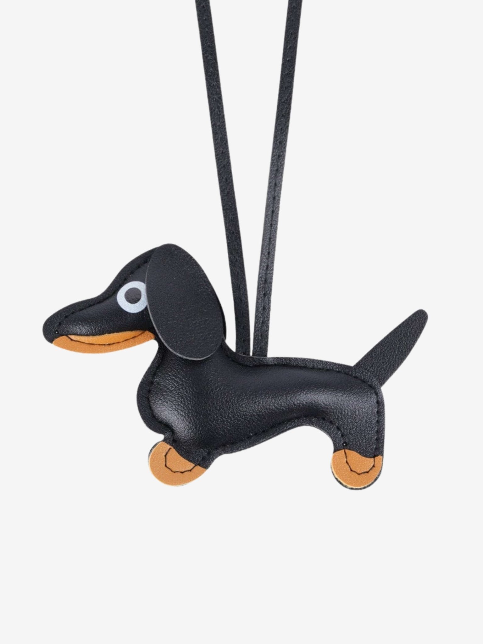 Gaelith | Dachshund Leather Bag Charm – Cute & Stylish Accessory - in Black | Arvea Bags