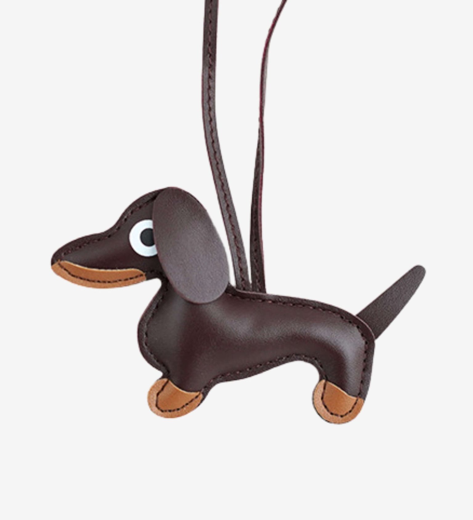 Gaelith | Dachshund Leather Bag Charm – Cute & Stylish Accessory - in Dark Brown | Arvea Bags