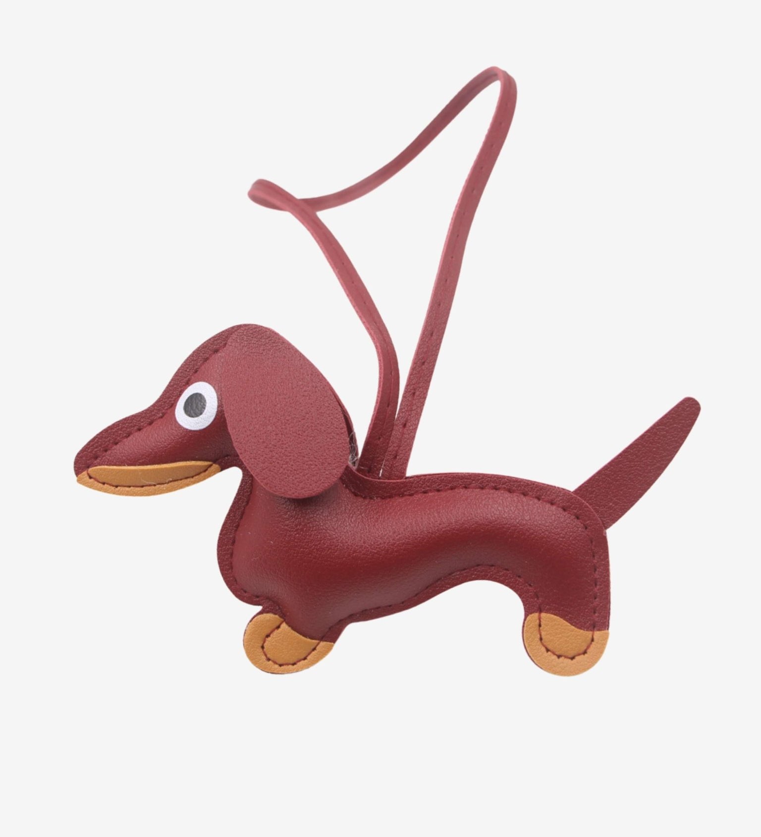 Gaelith | Dachshund Leather Bag Charm – Cute & Stylish Accessory - in Wine Red | Arvea Bags
